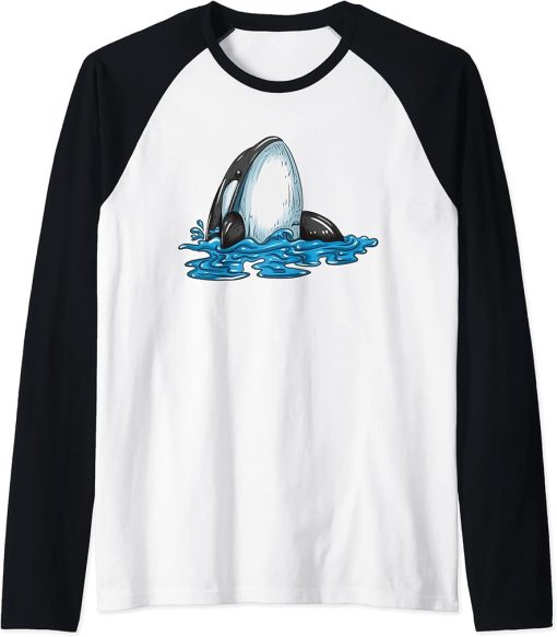 Whale Orca Whale appears on the water surface Whale outfit Raglan Baseball Tee